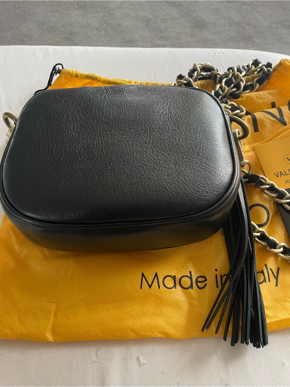 Valentino Black Quilted Studded Crossbody with Gold V Plaque - Picture 5 of 6